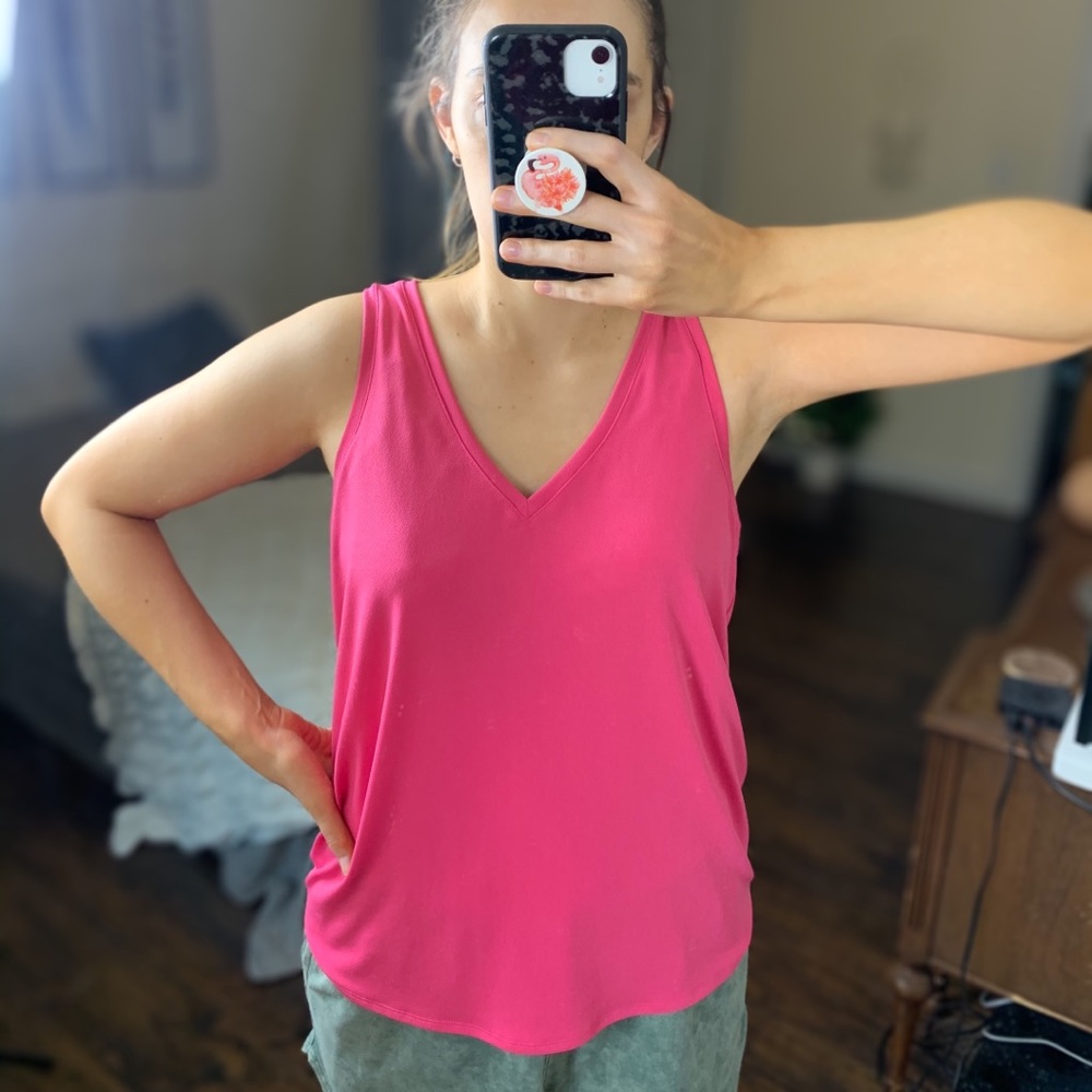 Express Pink V Neck Sleeveless Blouse Small